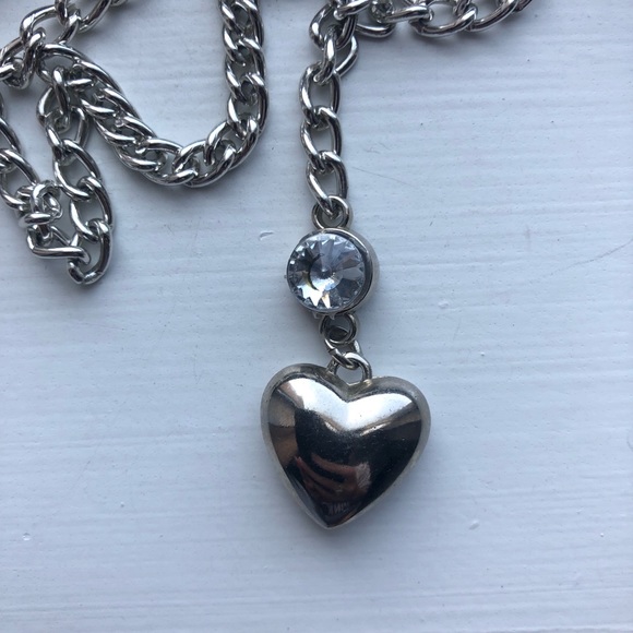 Vintage silver heart & diamond pendant necklace - Picture 2 of 7